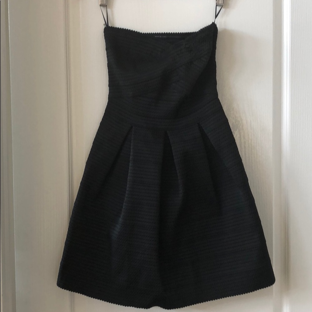 Little black pleated strapless dress